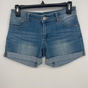 NEW YORK & COMPANY Womens Low rise Blue Mom Denim Cuffed Shorts Size 0